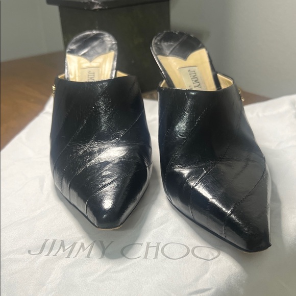 Jimmy Choo Elegant Black Leather Mules - Picture 1 of 8